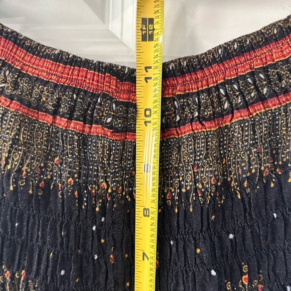 Women"s Pull On Harem Pants Sz S Peacock Boho Hippie Yoga Smocked Stretch Waist - Picture 7 of 8